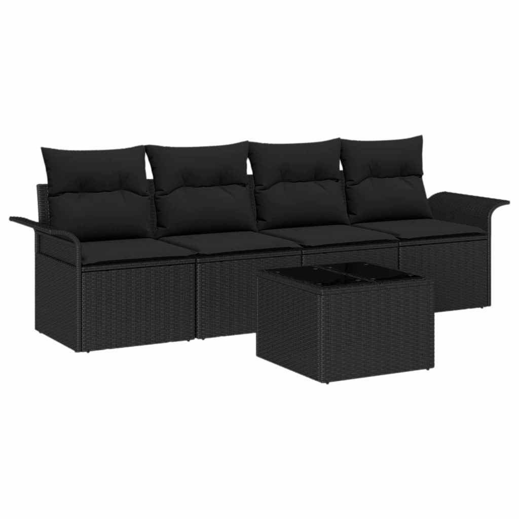 Set sofe s jastukom 5 pcs Crna poliratan