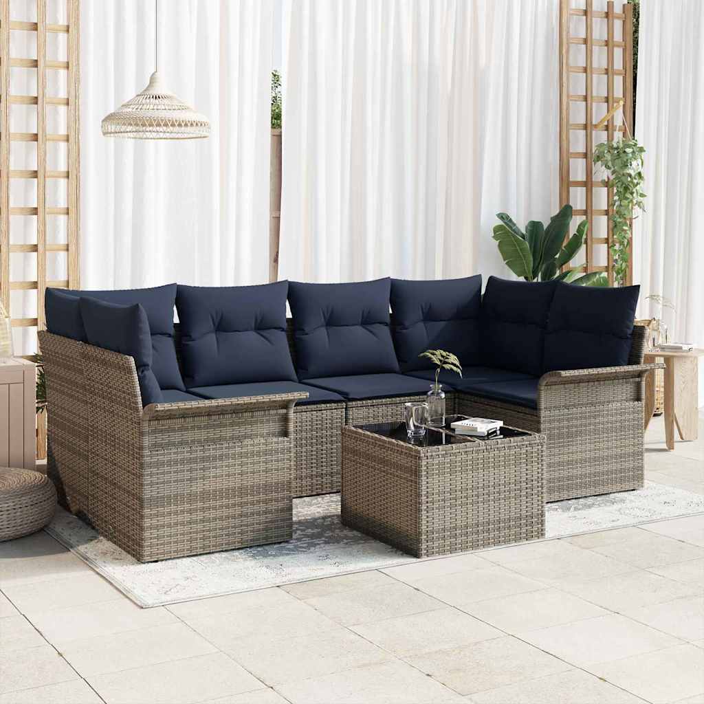 Sjedeća garnitura za vrt 7 kom. Siva poliratan 234 x 132,5 x 85 cm