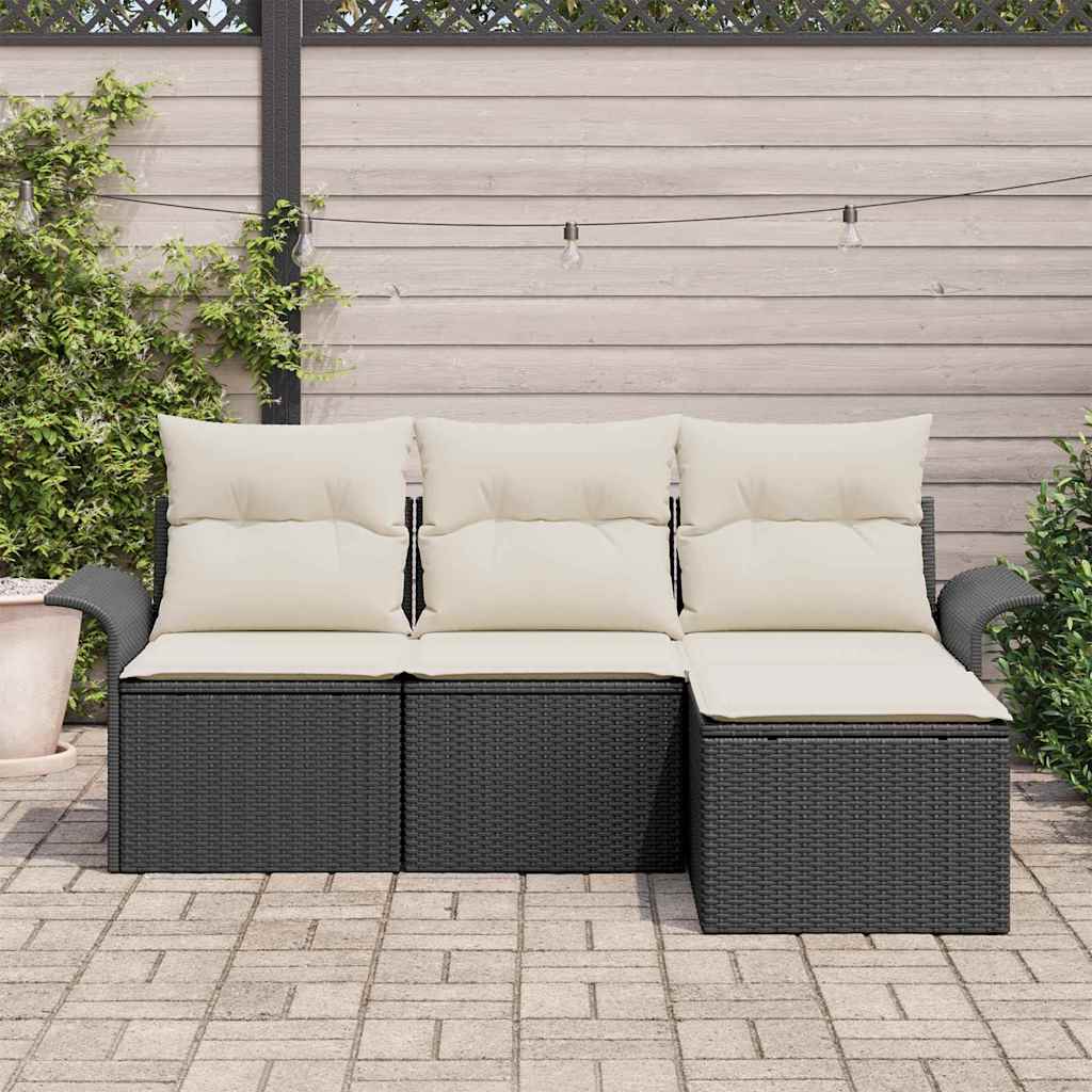 Set sofe s jastukom 4 pcs Crna i Krema poliratan