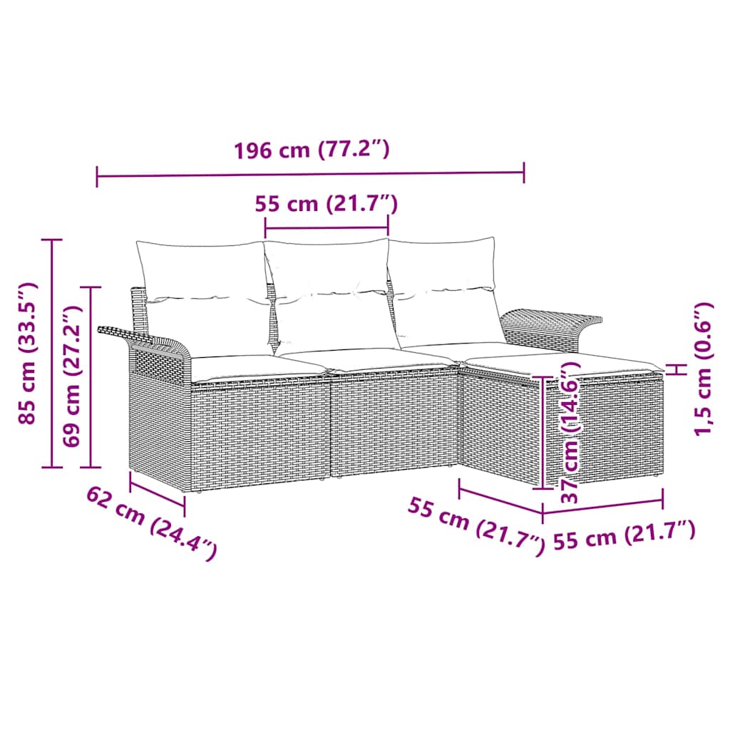 Set sofe s jastukom 4 pcs Bež poliratan