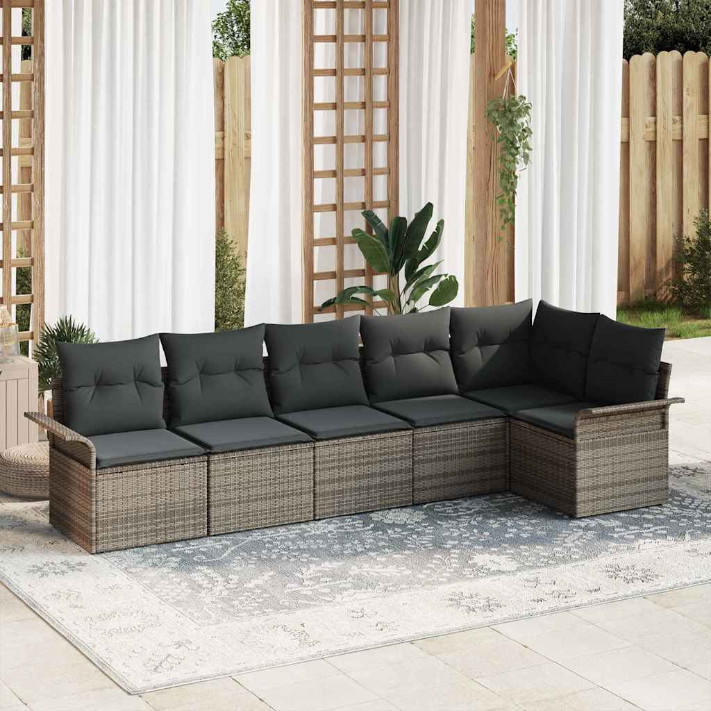 Sjedeća garnitura za vrt 6 kom. Siva poliratan 297,5 x 132,5 x 85 cm