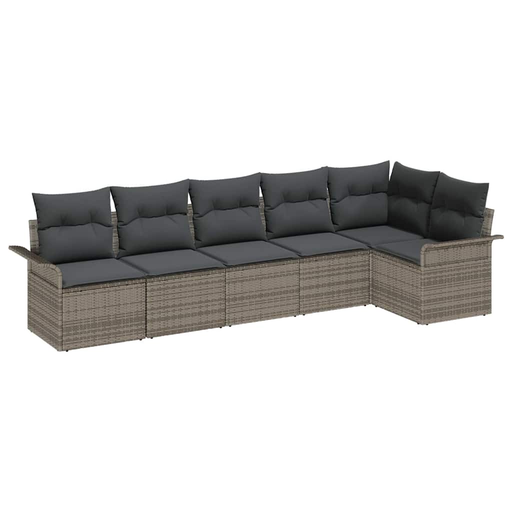 Sjedeća garnitura za vrt 6 kom. Siva poliratan 297,5 x 132,5 x 85 cm