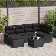 Sjedeća garnitura za vrt 7 kom. Crna poliratan 242,5 x 132,5 x 85 cm