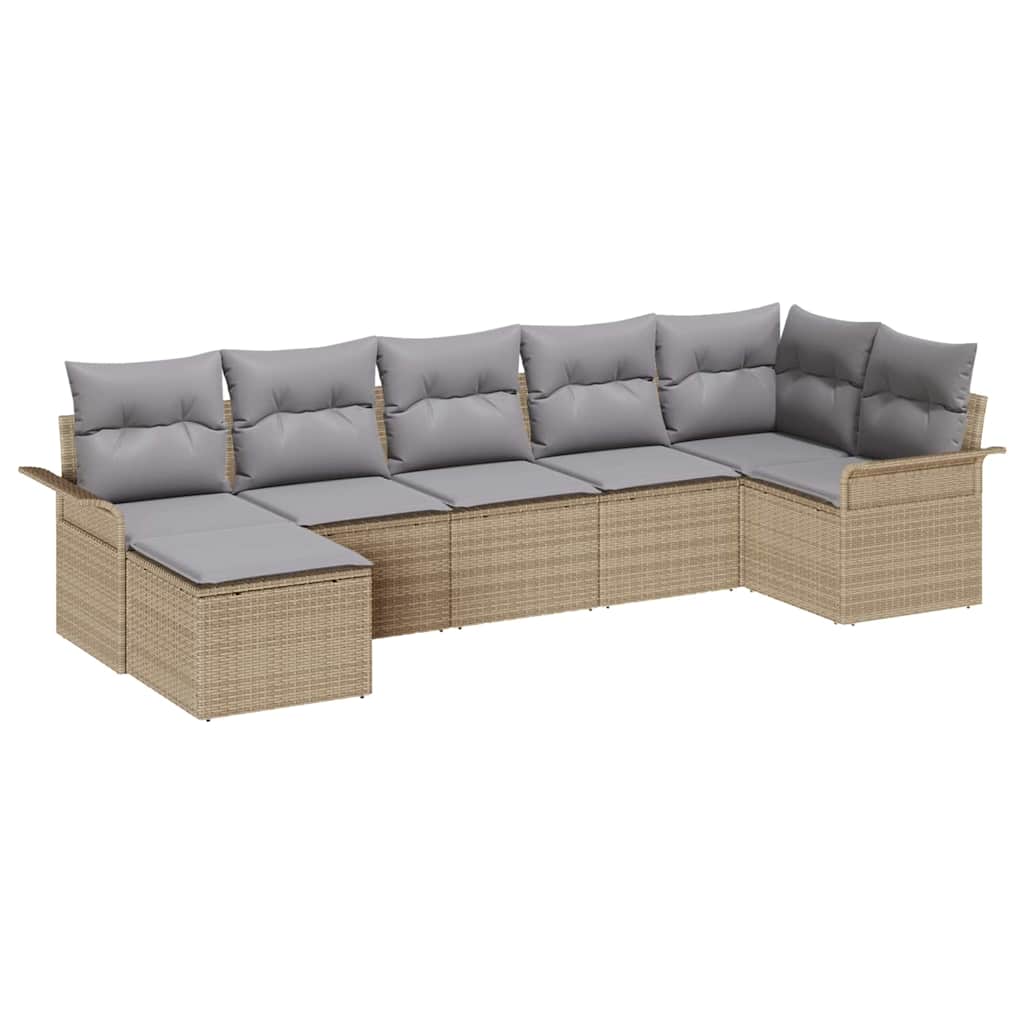 Sjedeća garnitura za vrt 7 kom. Bež poliratan 297,5 x 132,5 x 85 cm
