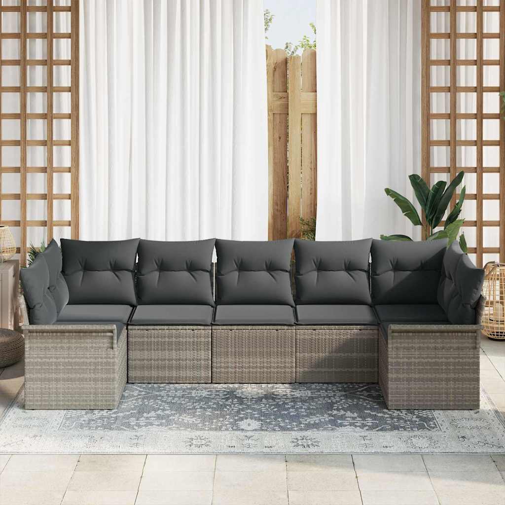 Sjedeća garnitura za vrt 7 kom. Svijetlo siva poliratan Svjetlosiva 289 x 132,5 x 85 cm