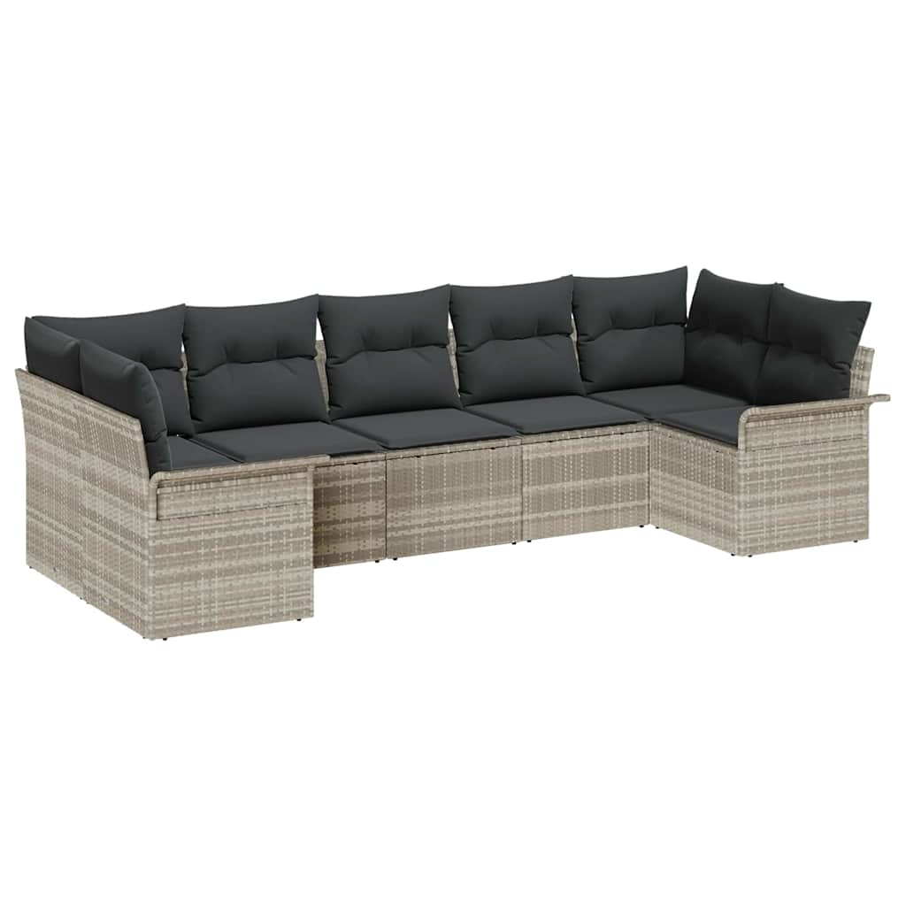 Sjedeća garnitura za vrt 7 kom. Svijetlo siva poliratan Svjetlosiva 289 x 132,5 x 85 cm