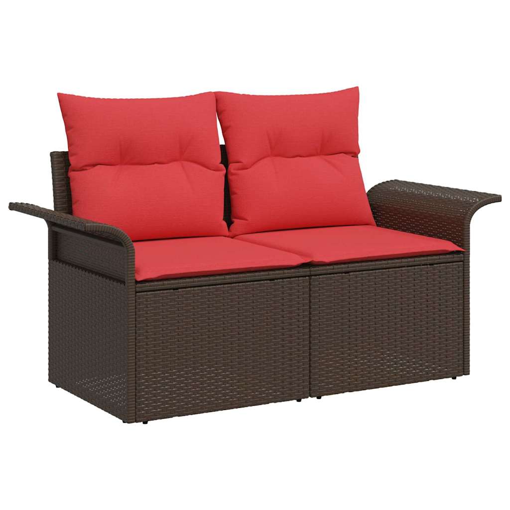Sjedeća garnitura za vrt s jastukom 10 pcs Smeđa poliratan