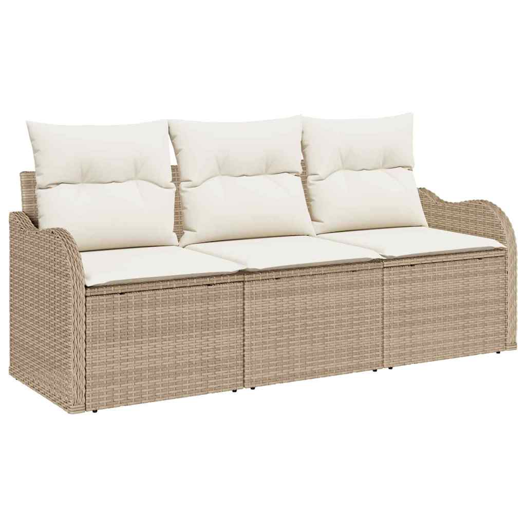 Sjedeća garnitura za vrt s jastukom 3 pcs Bež poliratan