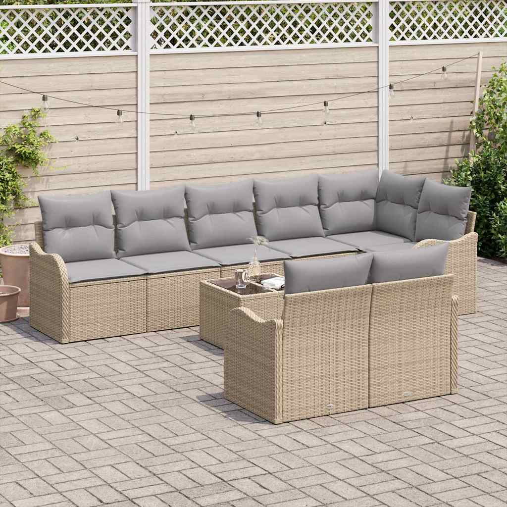 Sjedeća garnitura za vrt 9 pcs Bež poliratan