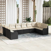 Sjedeća garnitura za vrt Crna 344 x 177,5 x 85 cm poliratan