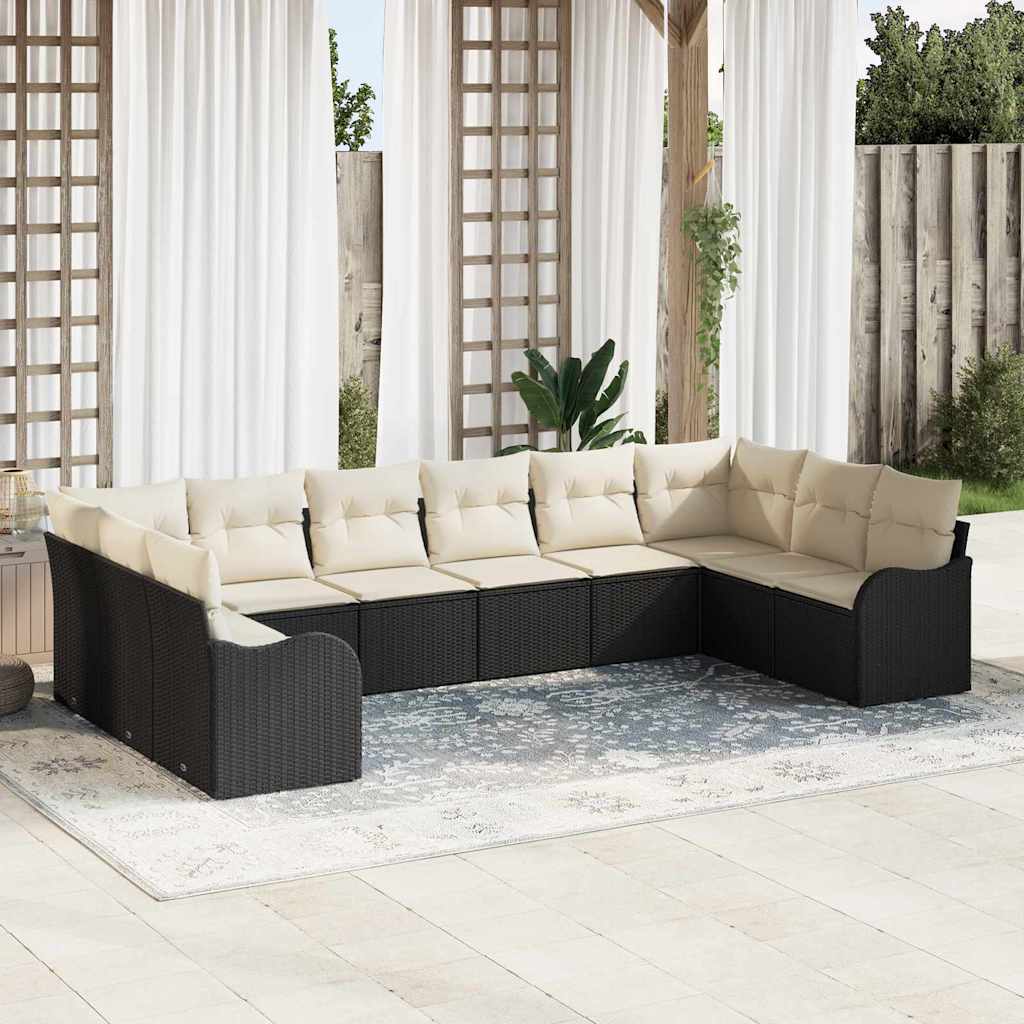 Sjedeća garnitura za vrt Crna 344 x 177,5 x 85 cm poliratan