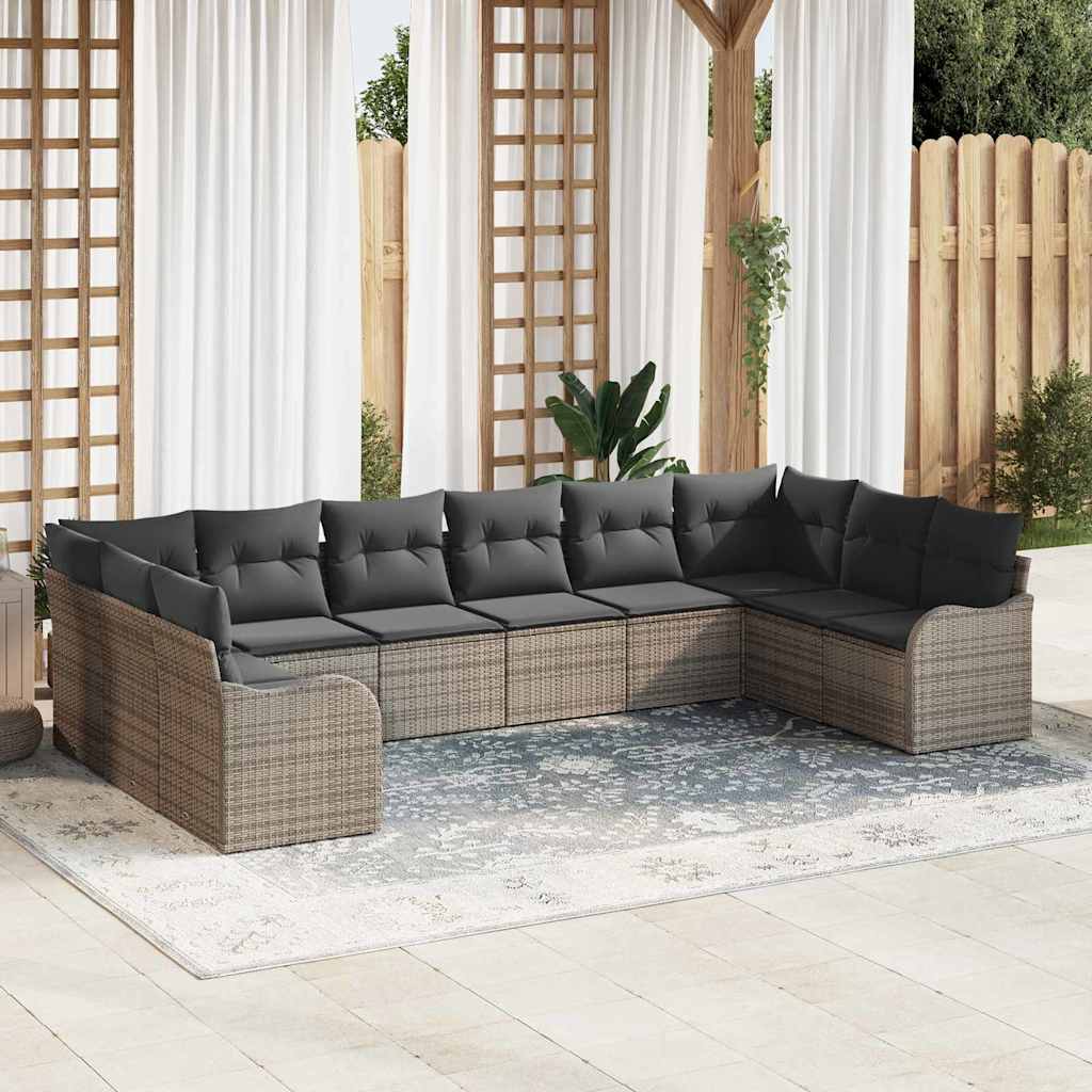 Sjedeća garnitura za vrt Siva 344 x 177,5 x 85 cm poliratan