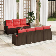 Set sofe 8 pcs Smeđa i crvena Poliester