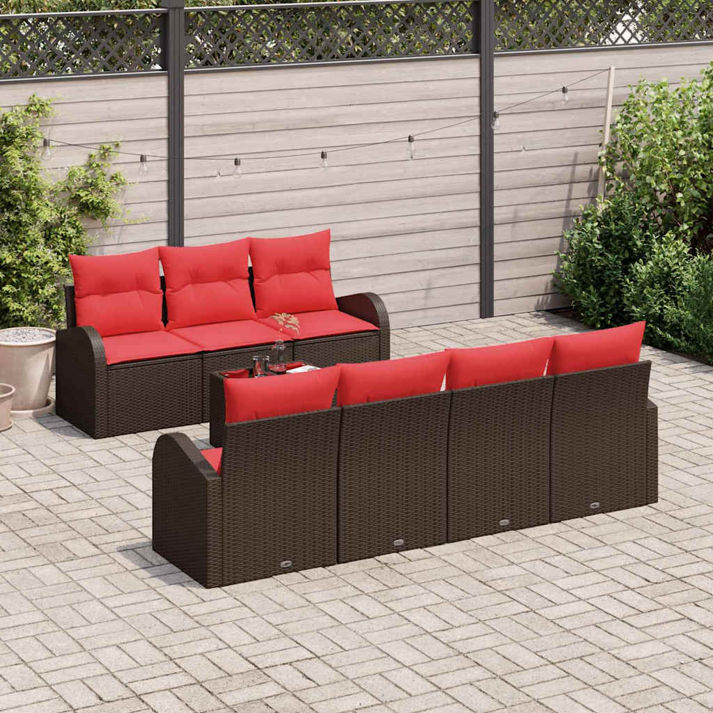 Set sofe 8 pcs Smeđa i crvena Poliester