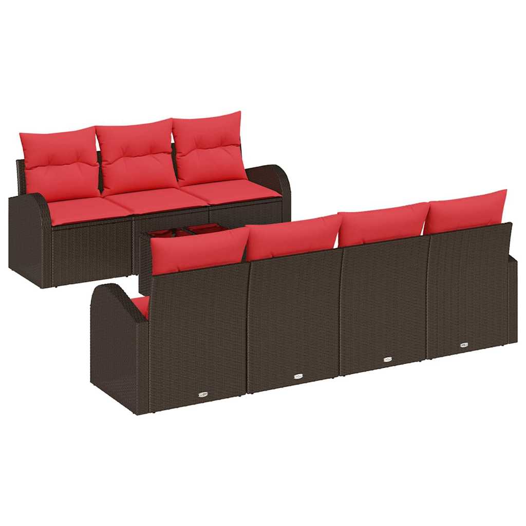 Set sofe 8 pcs Smeđa i crvena Poliester