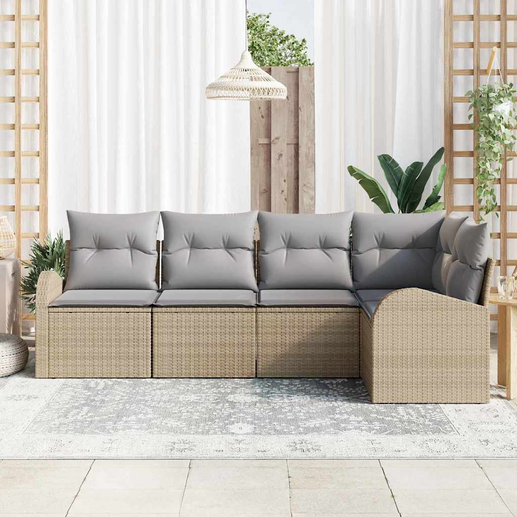Set sofe s jastukom 5 pcs Bež Poliester