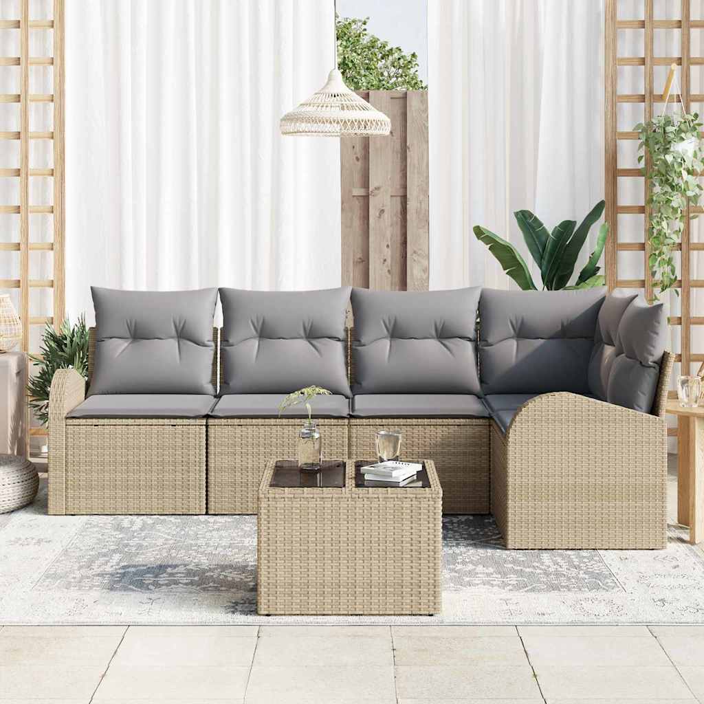 Set sofe s jastukom 6 pcs Bež Poliester