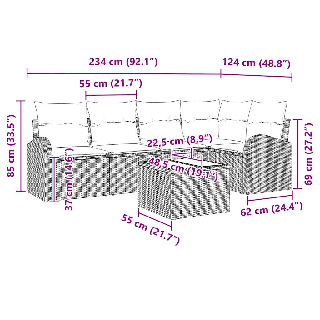 Set sofe s jastukom 6 pcs Svjetlosiva Poliester