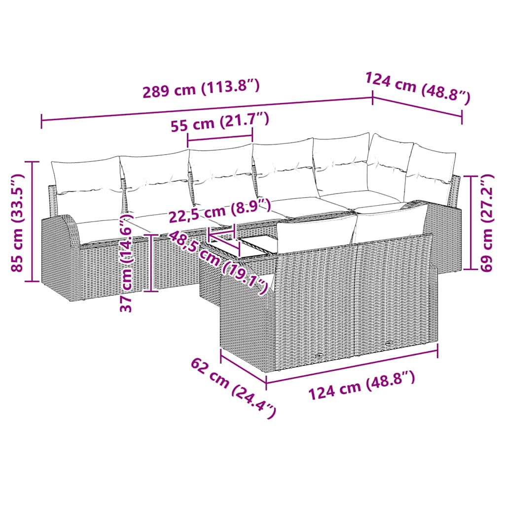 Sjedeća garnitura za vrt Smeđa i krem 55 x 55 x 37 cm poliratan