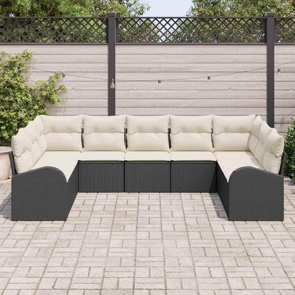 Set sofe s jastukom 9 pcs Crna Poli Ratan