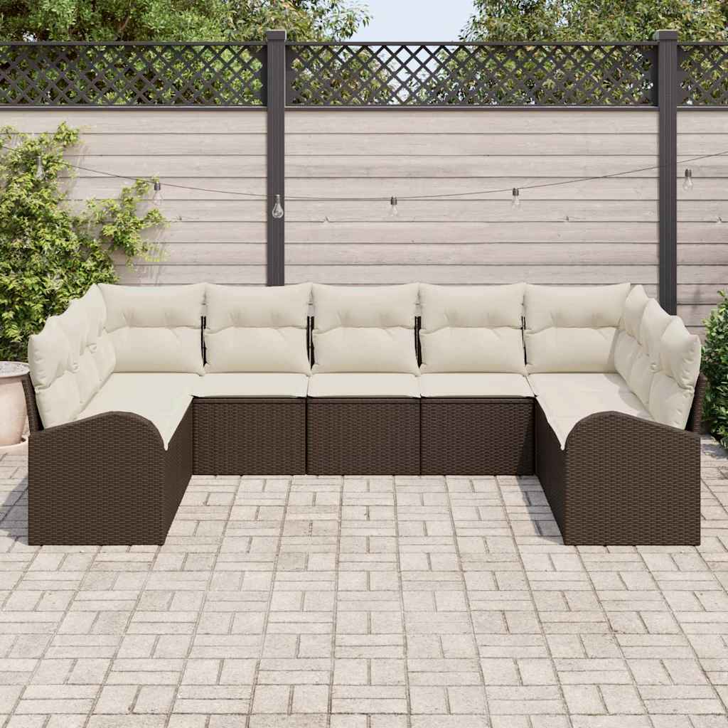 Set sofe s jastukom 9 pcs Smeđa Poli Ratan