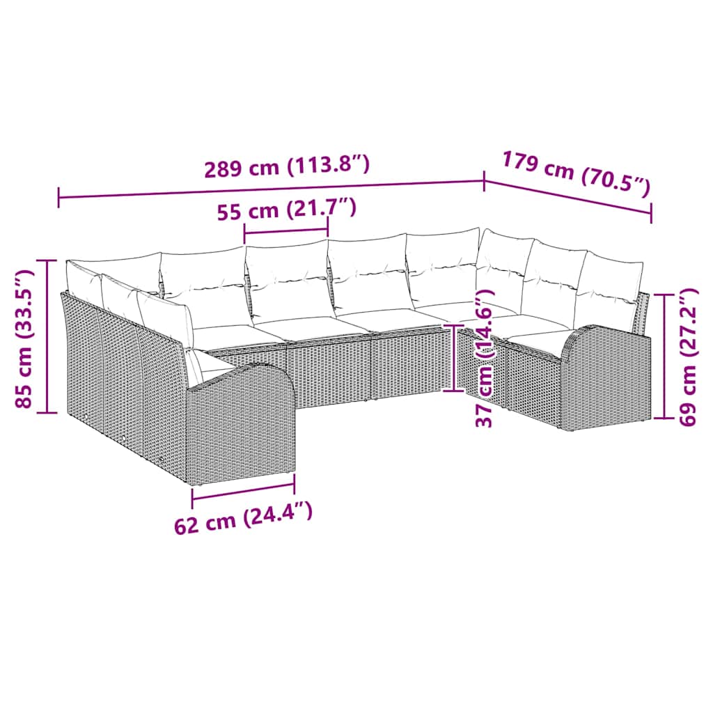 Set sofe s jastukom 9 pcs Bež Poli Ratan