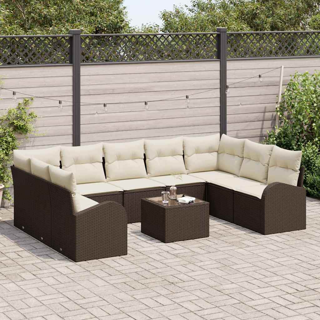 Set sofe s jastukom 10 pcs Smeđa Poli Ratan