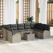 Set sofe s jastukom 10 pcs Svijetlo siva Poli Ratan
