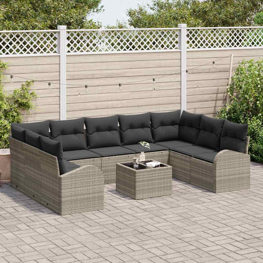 Set sofe s jastukom 10 pcs Svijetlo siva Poli Ratan