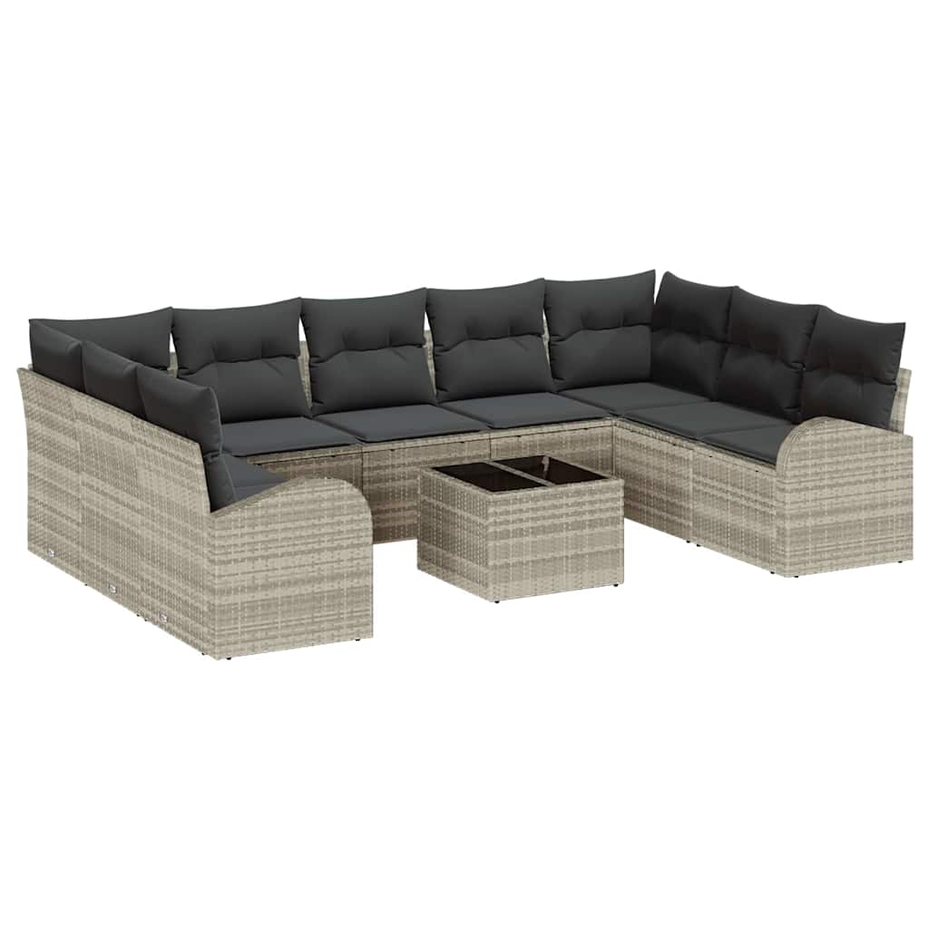 Set sofe s jastukom 10 pcs Svijetlo siva Poli Ratan