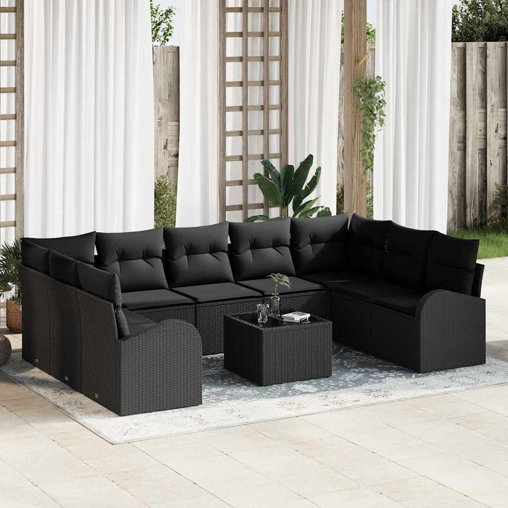 Set sofe s jastukom 10 pcs Crna Poli Ratan