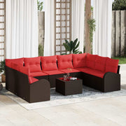 Set sofe s jastukom 10 pcs Smeđa Poli Ratan