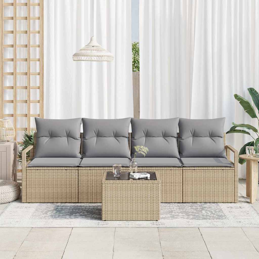 Set sofe 5 pcs Bež i siva poliratan