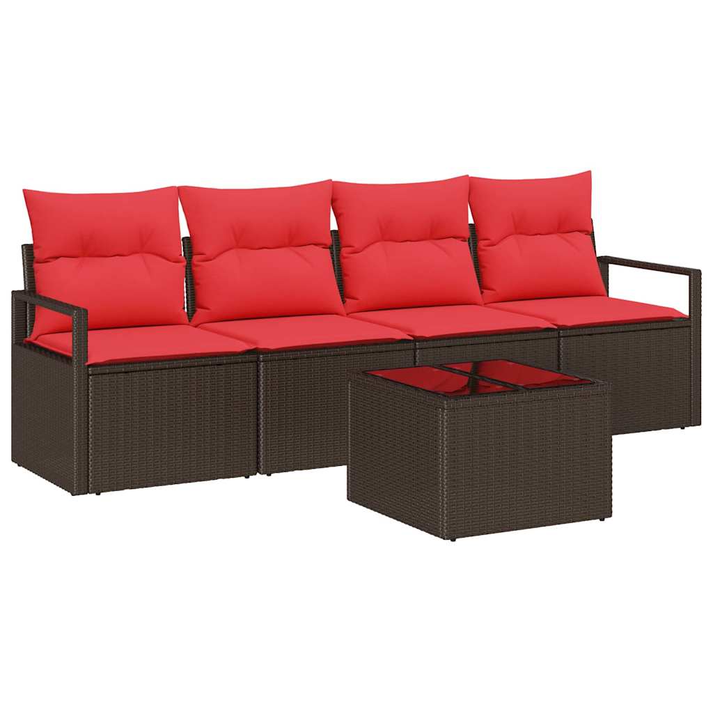 Set sofe 5 pcs Smeđa i crvena poliratan