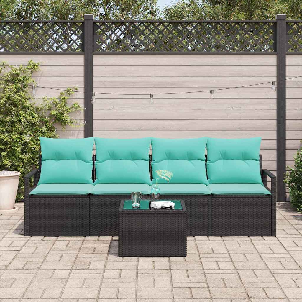 Set sofe 5 pcs Crna i Tirkizna poliratan