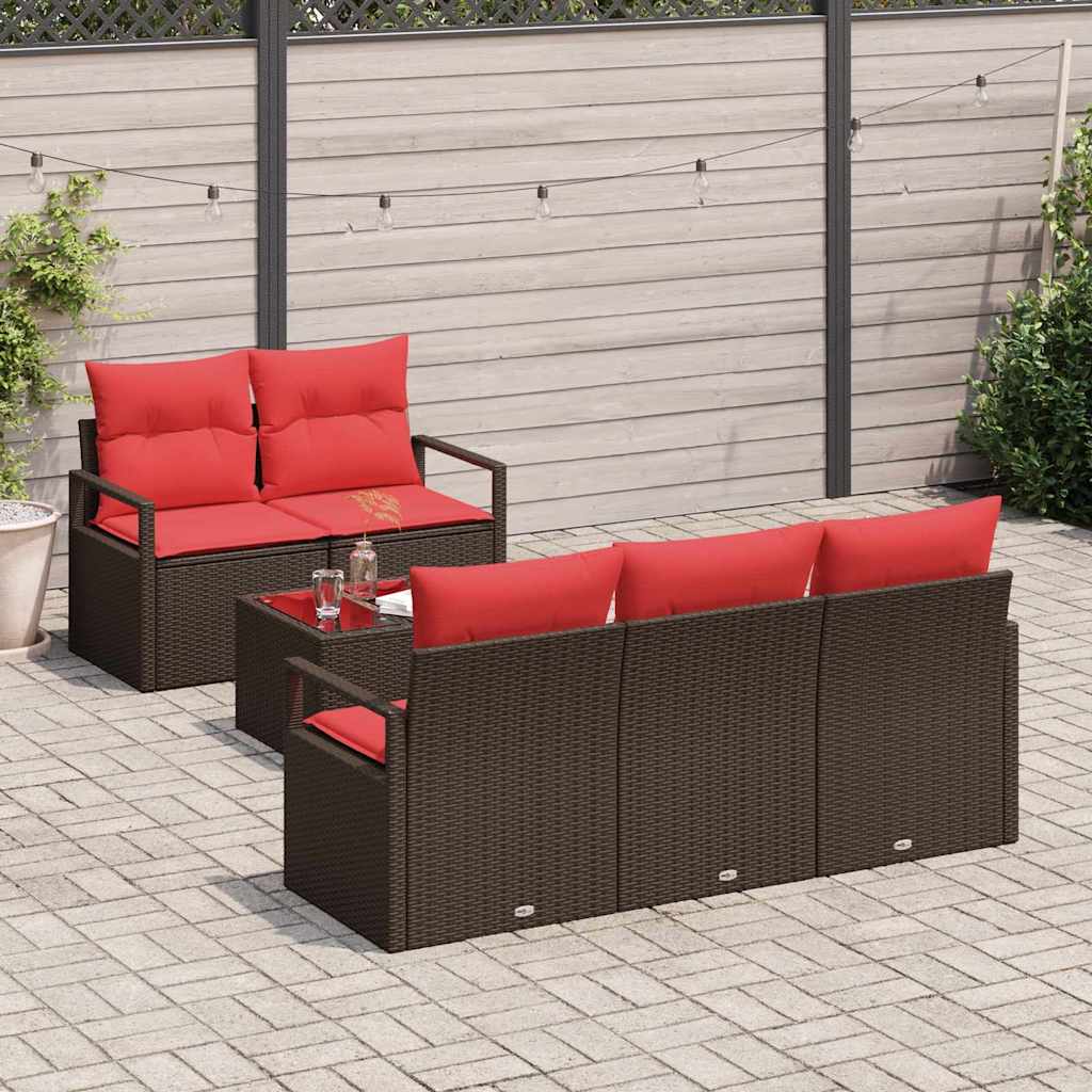 Set sofe 6 pcs Smeđa i crvena poliratan