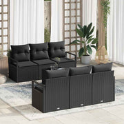 Set sofe 7 kom. 6-Broj sjedala Crna poliratan 175 x 62 x 85 cm