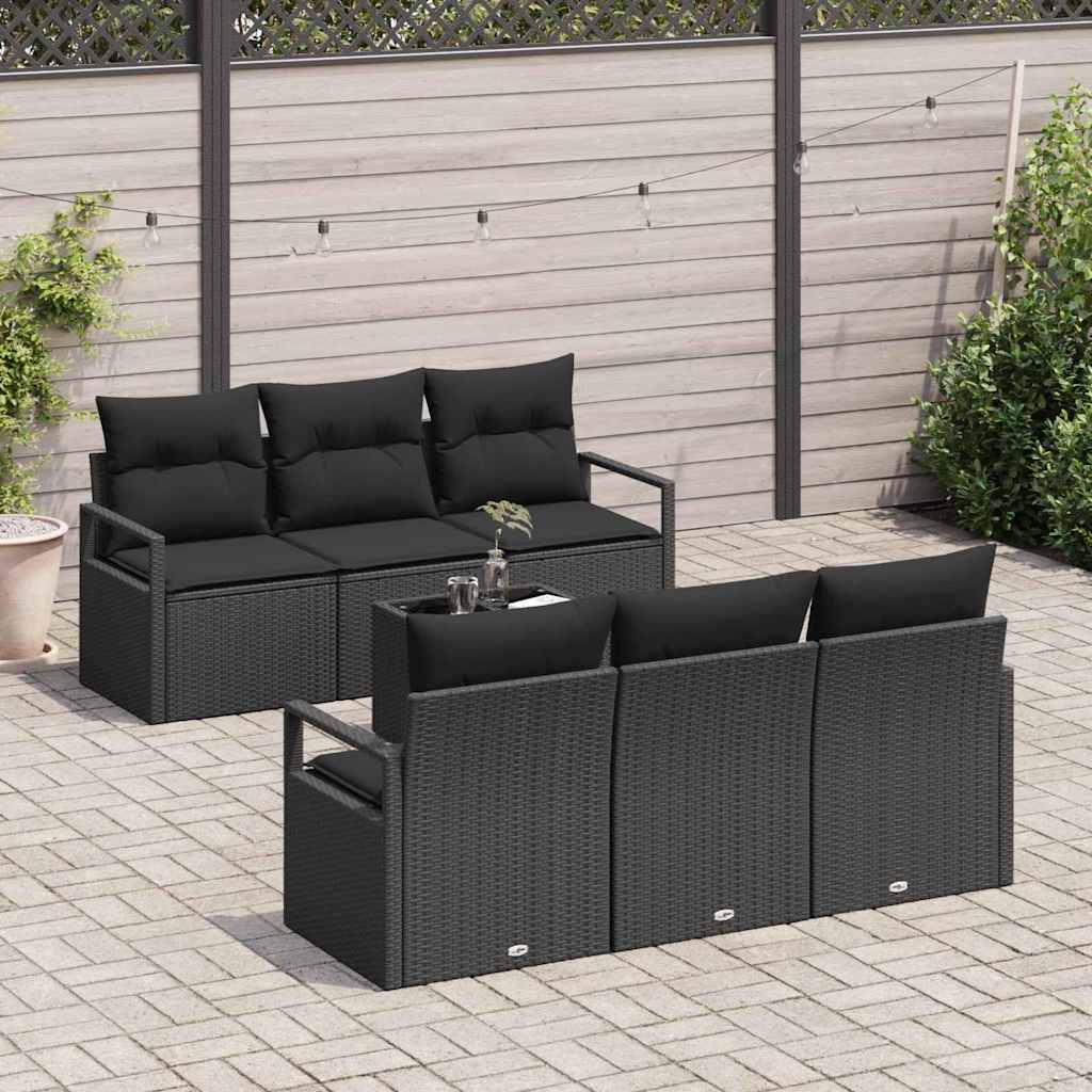 Set sofe 7 kom. 6-Broj sjedala Crna poliratan 175 x 62 x 85 cm