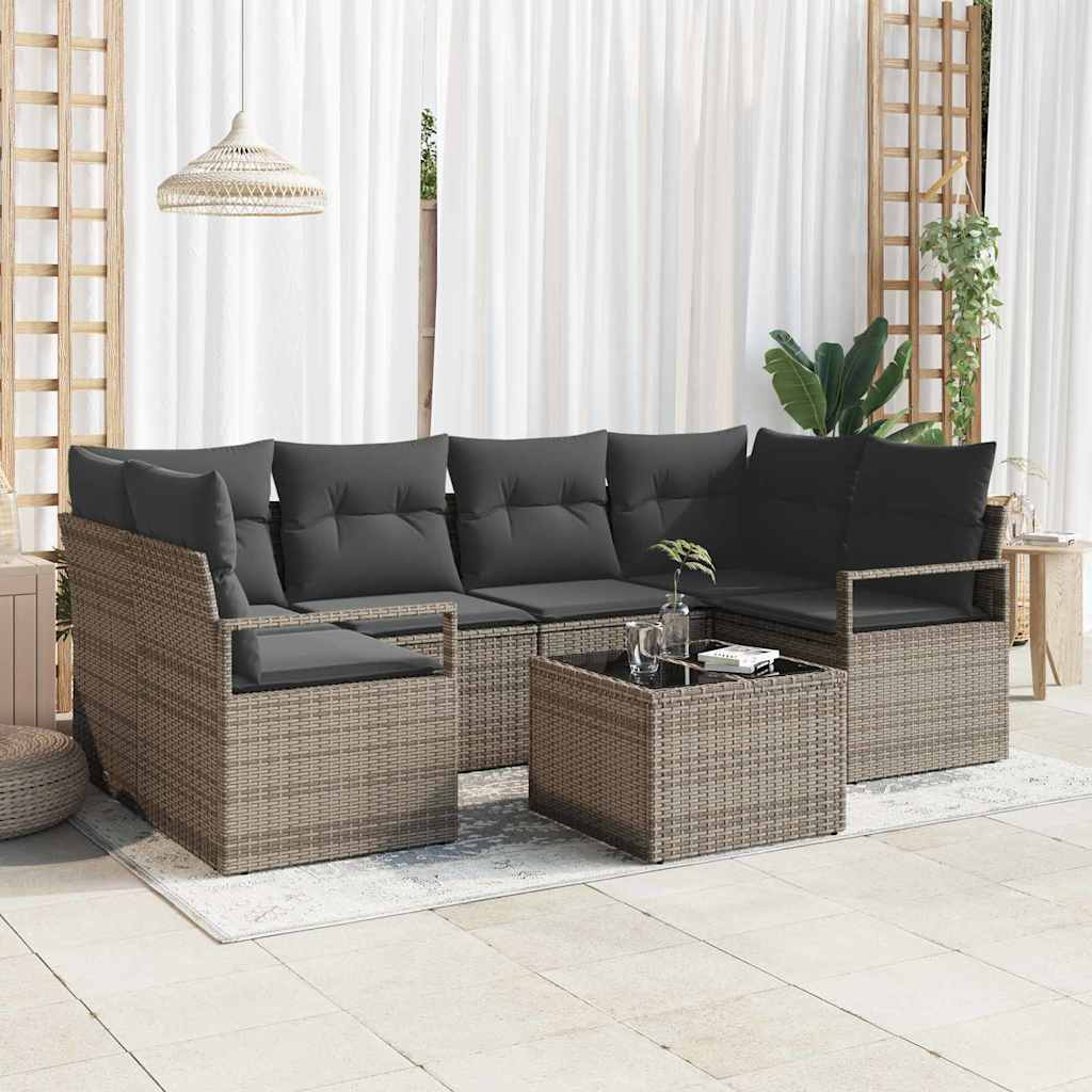 Set sofe 7 kom. 6-Broj sjedala Siva poliratan 234 x 122 x 85 cm