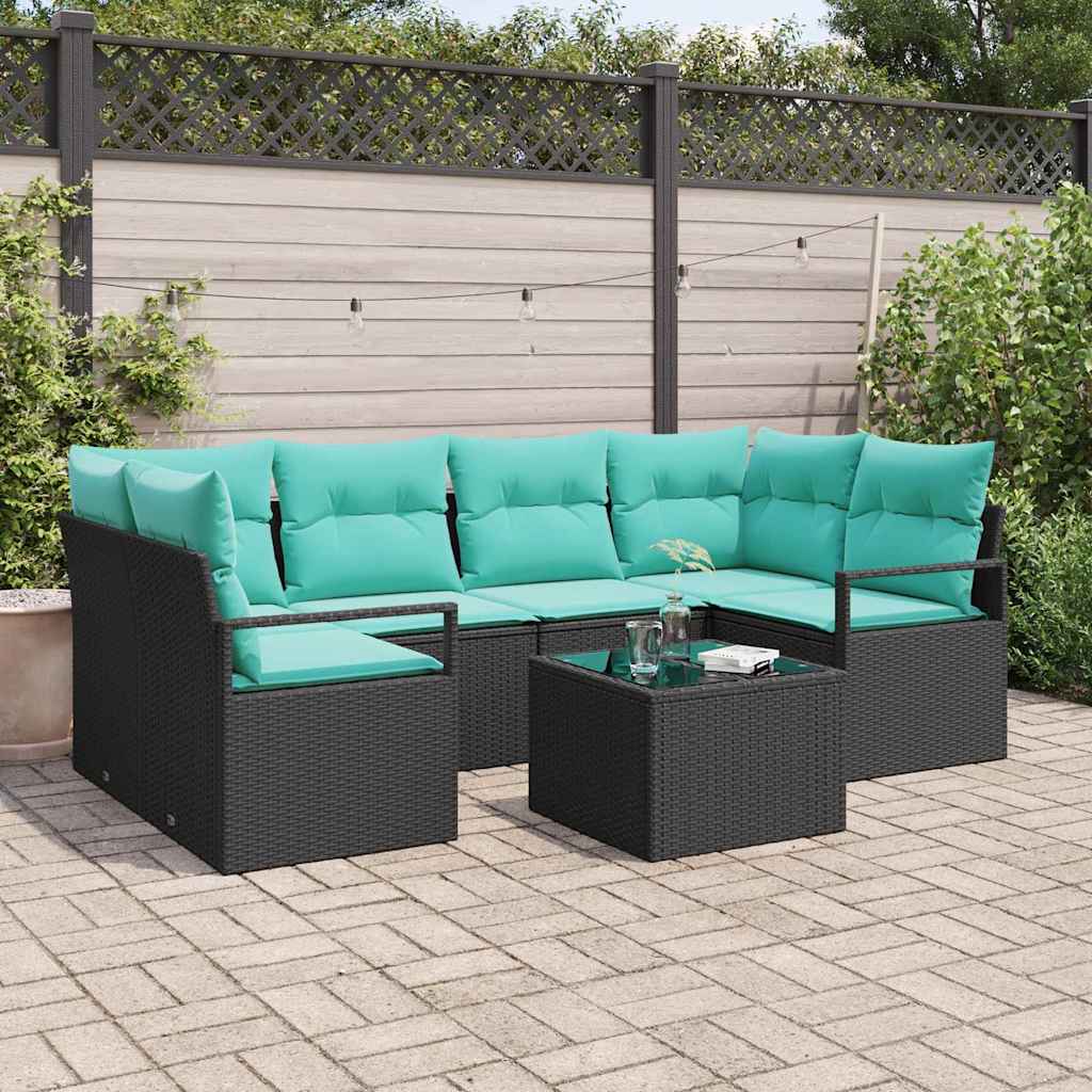 Set sofe 7 pcs Crna i Plava poliratan