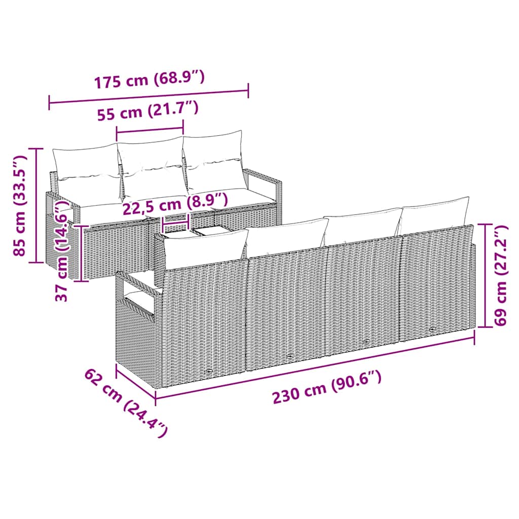 Set sofe s jastukom 8 pcs Svjetlosiva poliratan