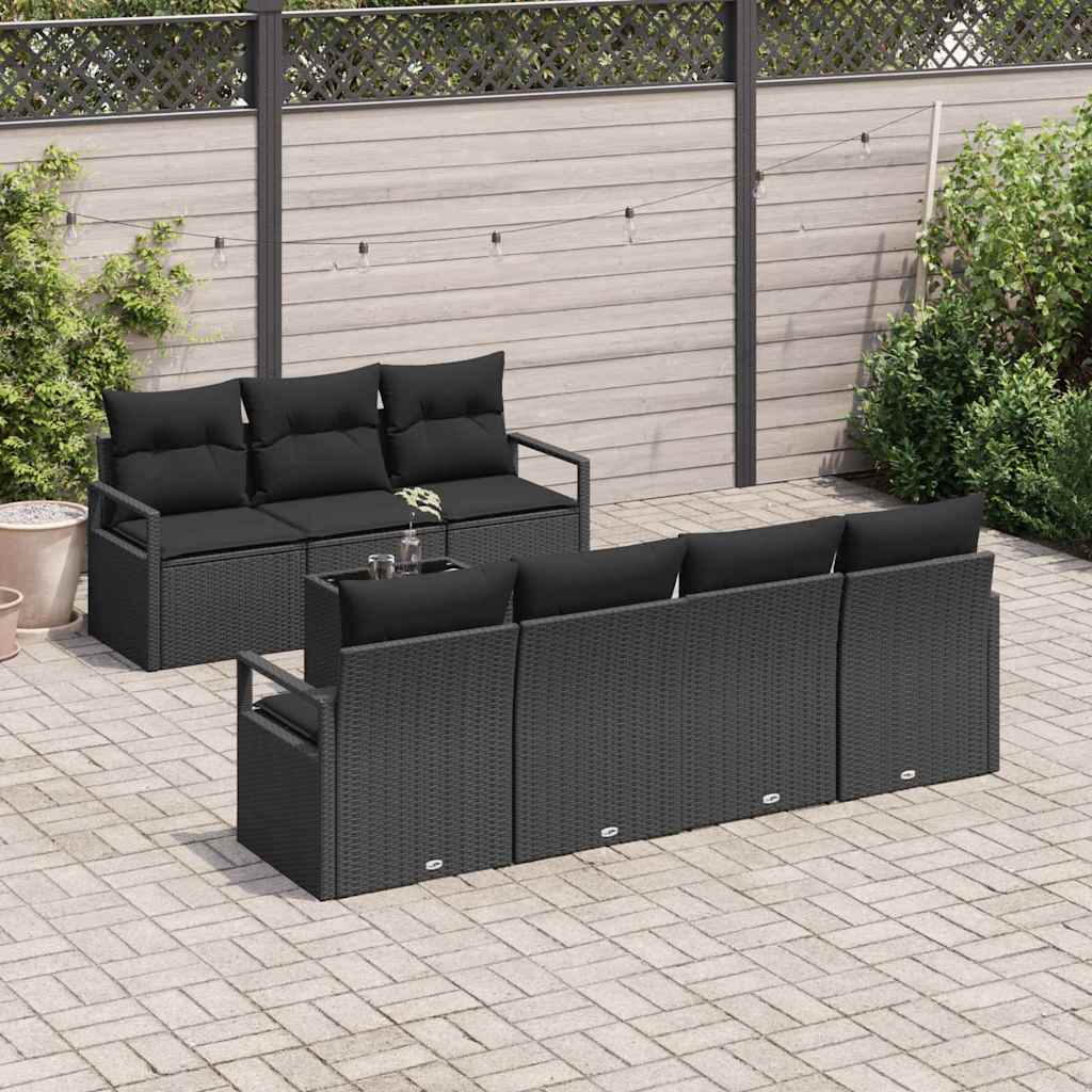Set sofe s jastukom 8 pcs Crna poliratan
