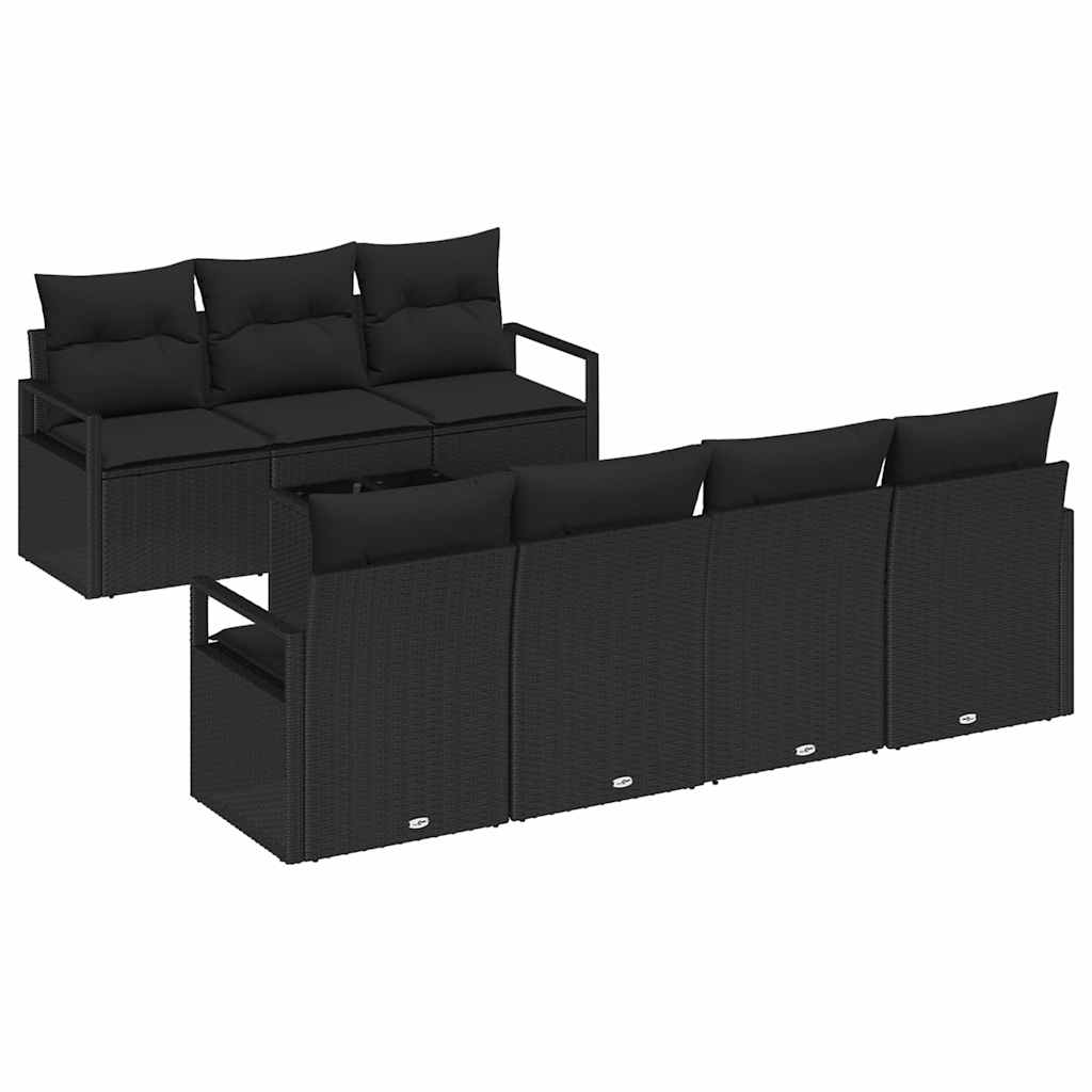 Set sofe s jastukom 8 pcs Crna poliratan