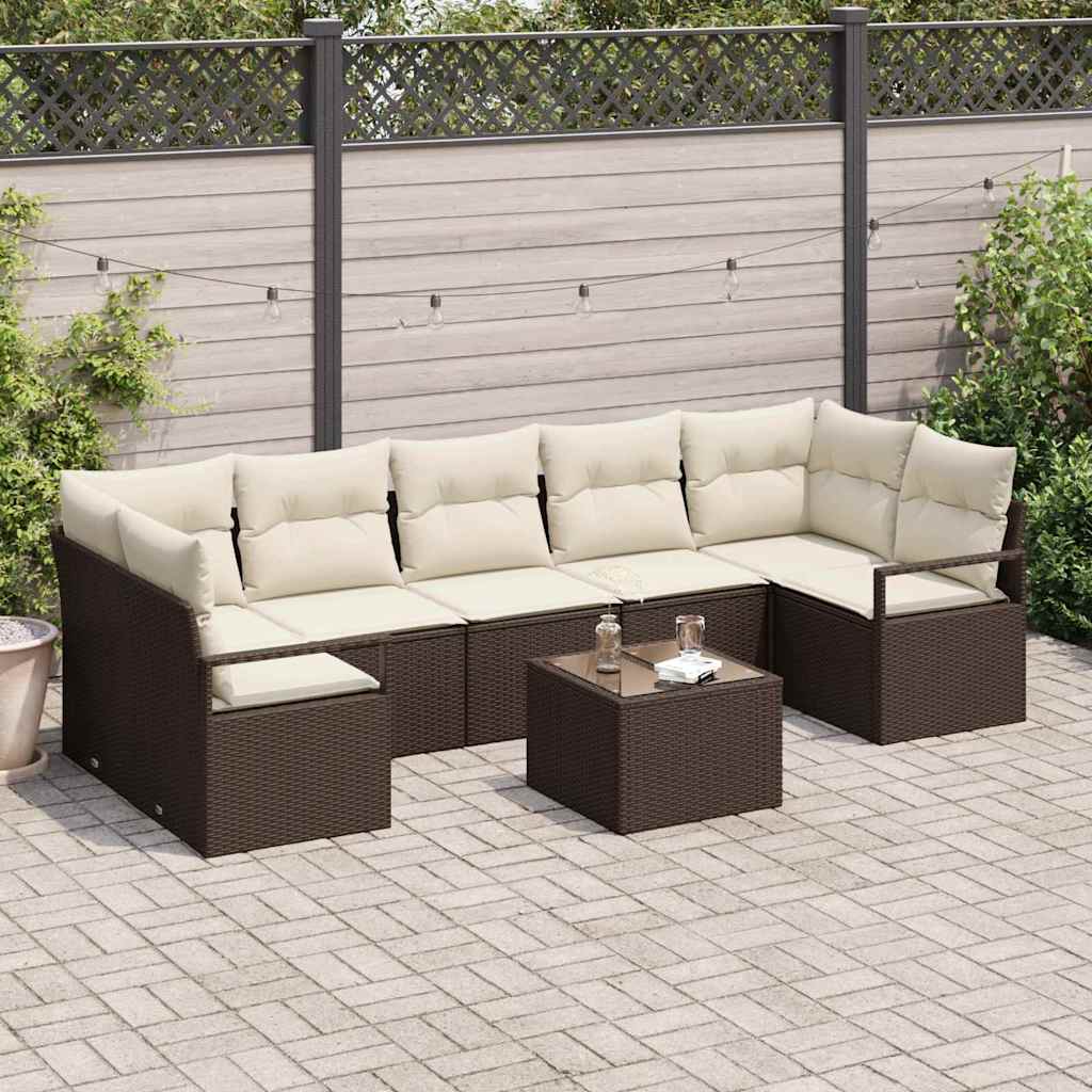 Set sofe 8 pcs Smeđa i krem poliratan