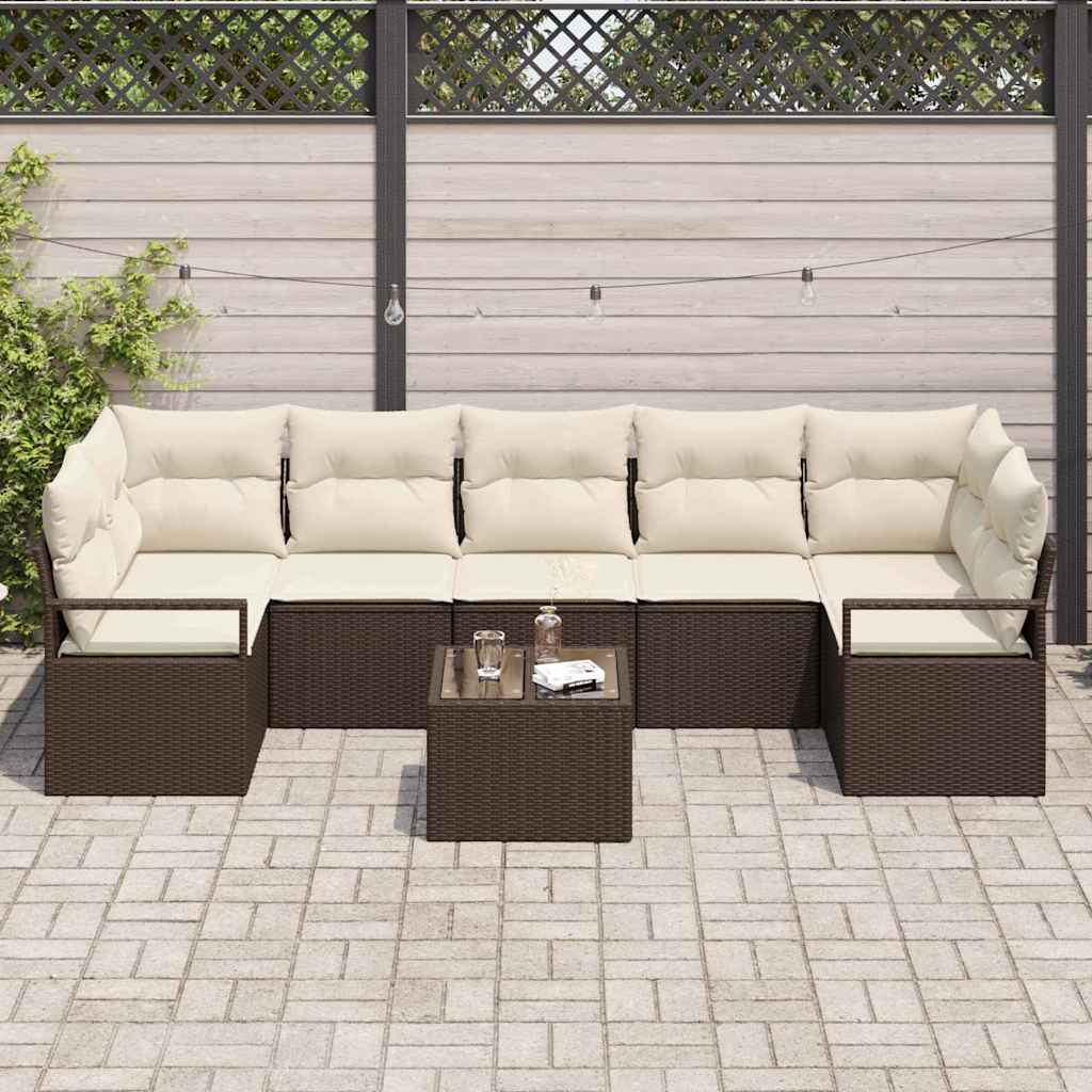 Set sofe 8 pcs Smeđa i krem poliratan