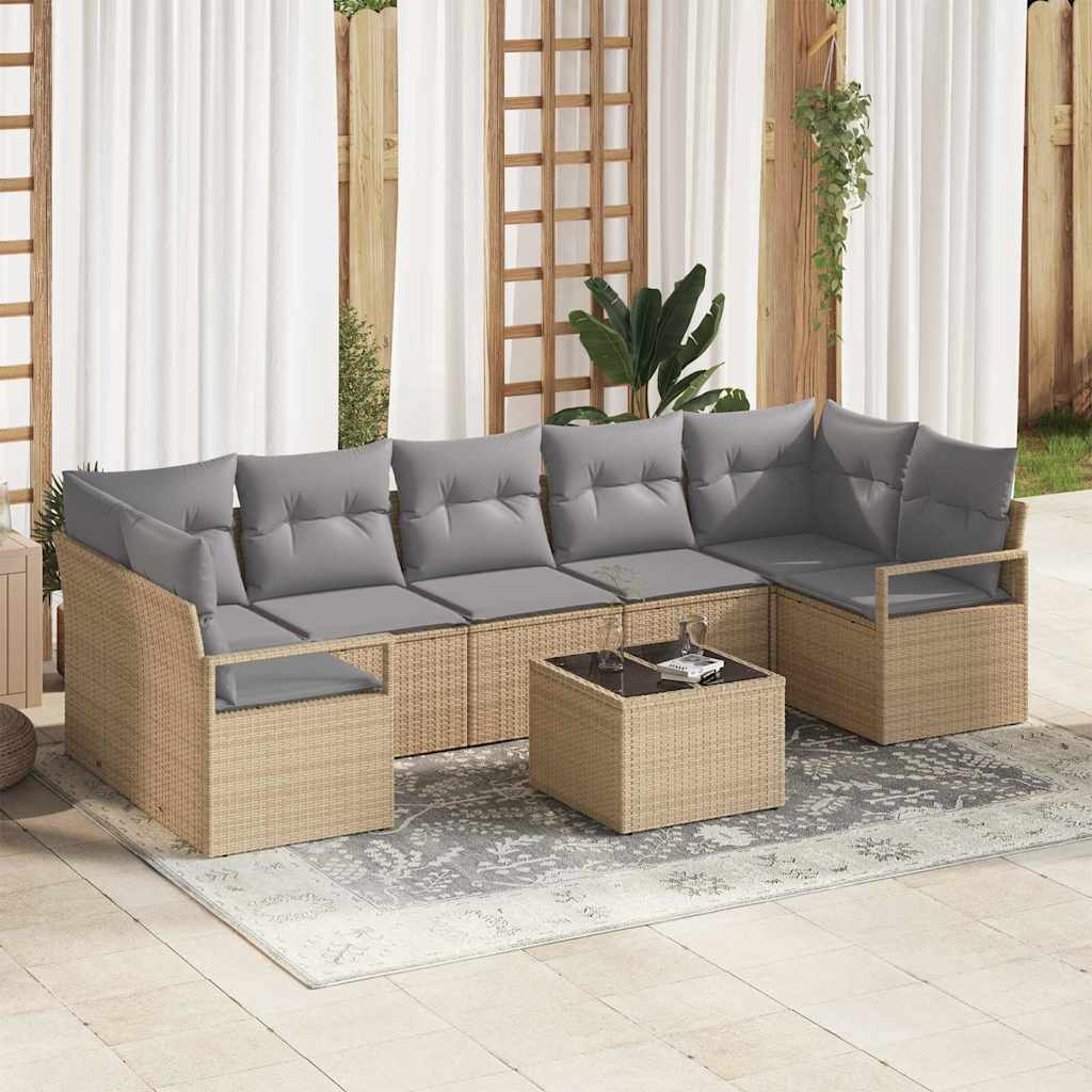 Set sofe 8 pcs Bež i siva poliratan