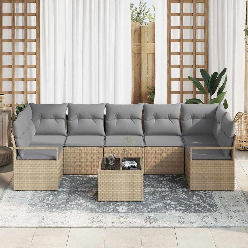 Set sofe 8 pcs Bež i siva poliratan