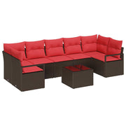 Set sofe 8 pcs Smeđa i crvena poliratan