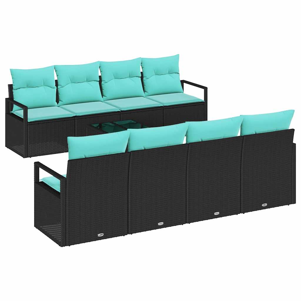 Set sofe s jastukom 7 pcs Crna i svijetloplava poliratan