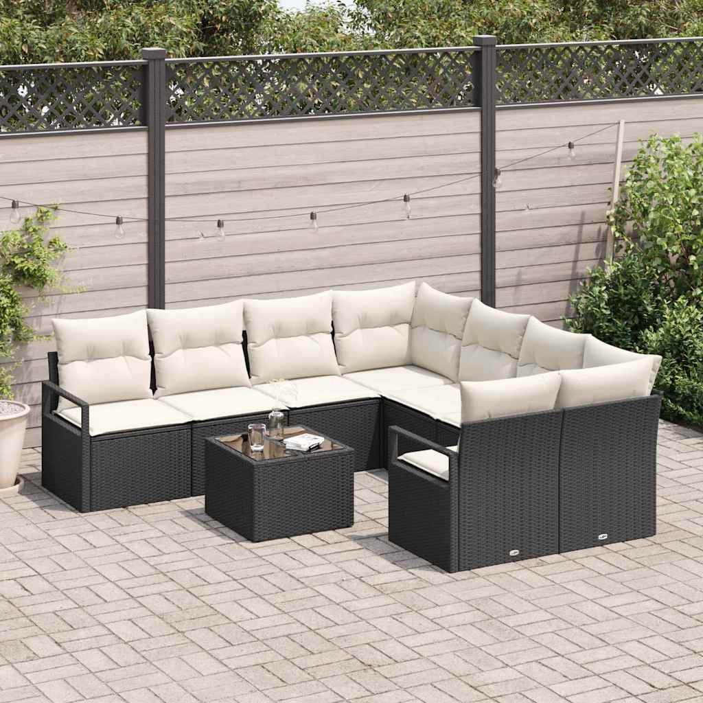 Set sofe s jastukom 9 pcs Crna i Krema poliratan